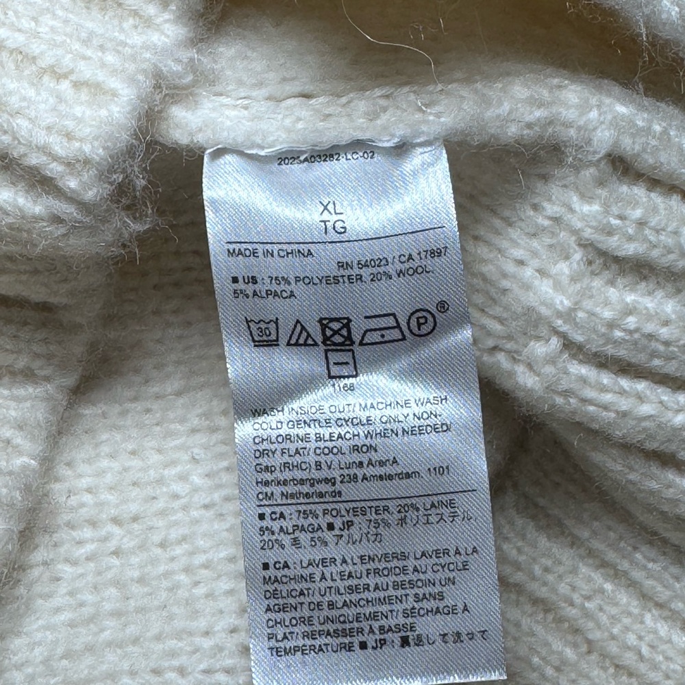 Banana Republic Cream Cable Knit Turtleneck Sweater Dress Size XL 20% wool - Picture 5 of 5
